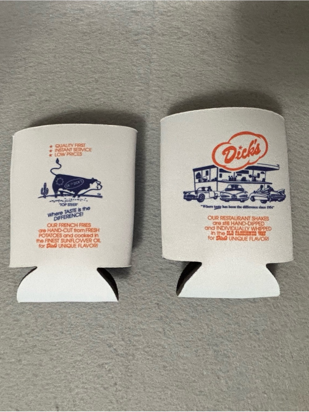 Dick's Drive-In Retro Logo Can Coolers - White with Orange & Blue